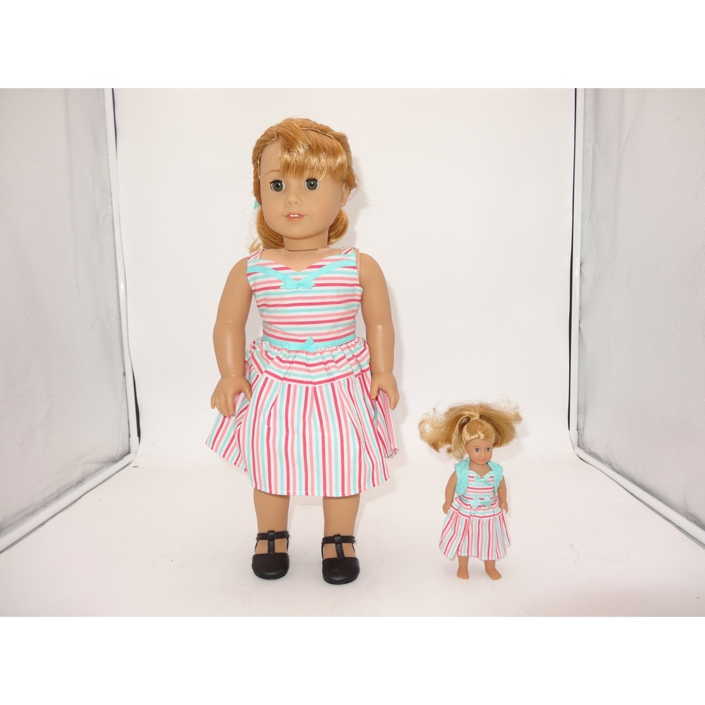 American Girl Maryellen Doll and Mini Maryellen Doll Set Striped Dress 2015